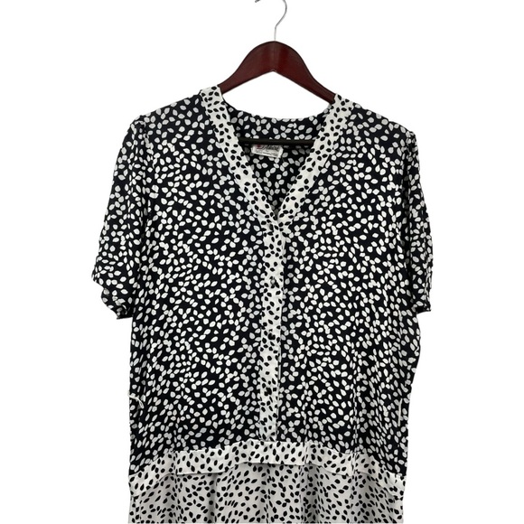 Vintage Navy and White Reverse Printed Drop Waist Short Sleeve Midi Dress - Picture 4 of 6